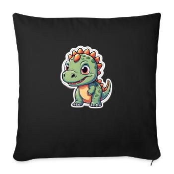 Friendly dinosaur puppy - Sofa pillowcase 17,3'' x 17,3'' (45 x 45 cm) - black - Front