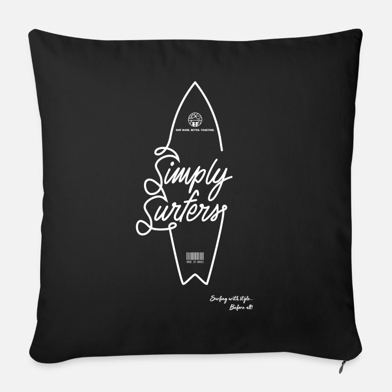 Surfing with style ... before all! (White) - Sofa pillowcase 17,3'' x 17,3'' (45 x 45 cm) - black