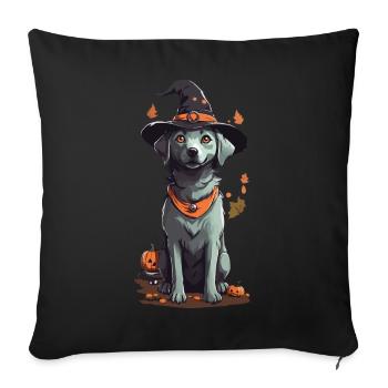 Cute Halloween Witches Dog Scary Design - Sofa pillowcase 17,3'' x 17,3'' (45 x 45 cm) - black - Front