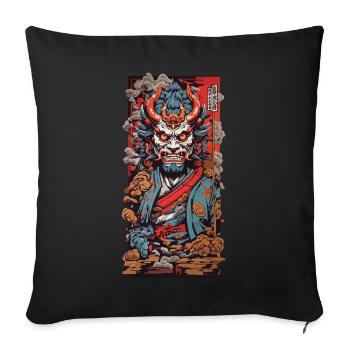 Oni démon rétro Japon Art - Housse de coussin décorative 45 x 45 cm - noir - Devant