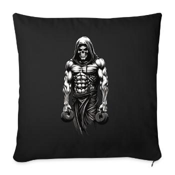 Powerful Bodybuilder Skeleton Training Design - Sofa pillowcase 17,3'' x 17,3'' (45 x 45 cm) - black - Front