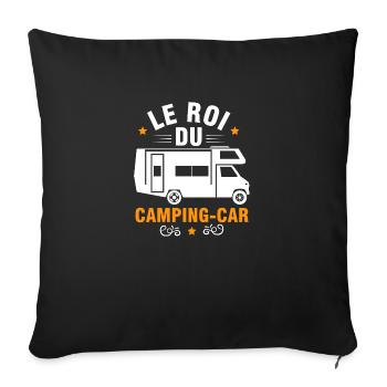 Roi du camping car - cadeau camping car humour - Housse de coussin décorative 45 x 45 cm - noir - Devant