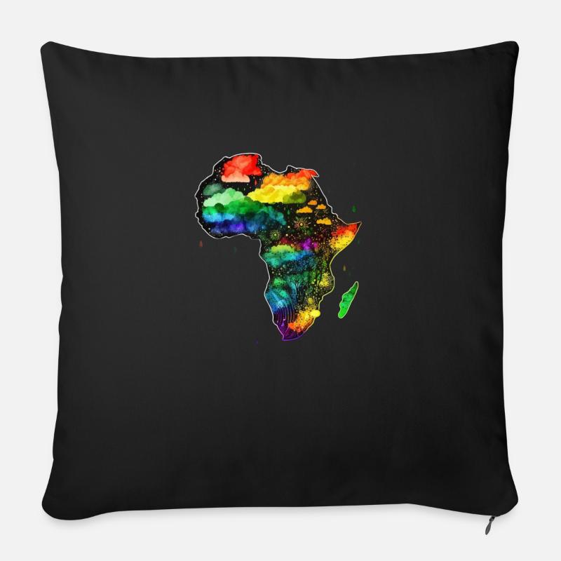 AFRICA - MAP - Sofa pillowcase 17,3'' x 17,3'' (45 x 45 cm) - black