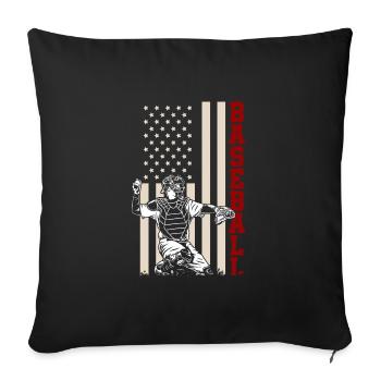 Récepteurs de drapeau américain de baseball US Sportsman - Housse de coussin décorative 45 x 45 cm - noir - Devant