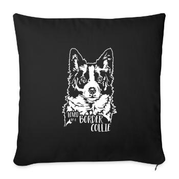 Aimé par un chien Border Collie Chien Wilsigns - Housse de coussin décorative 45 x 45 cm - noir - Devant