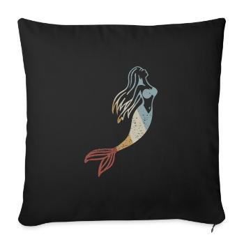 Sirène Retro Style Vintage - Housse de coussin décorative 45 x 45 cm - noir - Devant
