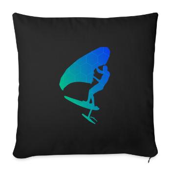 Men women wingsurfing wingsurf foilwing - Sofa pillowcase 17,3'' x 17,3'' (45 x 45 cm) - black - Front