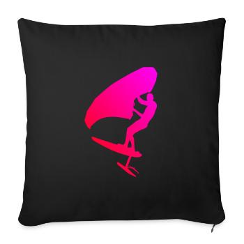 Hommes femmes foilwing wingsurfen wingfoil - Housse de coussin décorative 45 x 45 cm - noir - Devant