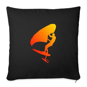 wingsurfing homme hydroptère aile feuille d’aile - Housse de coussin décorative 45 x 45 cm - noir - Devant