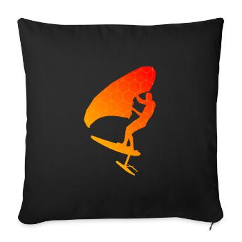 wingfoil femmes hydroptère hommes wingsurf wingsurfe - Housse de coussin décorative 45 x 45 cm - noir - Devant