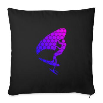 wingsurfing men women hydrofoil wingsurf - Sofa pillowcase 17,3'' x 17,3'' (45 x 45 cm) - black - Front