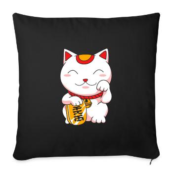 Maneki Neko Japan Lucky Charm - Sofa pillowcase 17,3'' x 17,3'' (45 x 45 cm) - black - Front