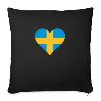 Ein Herz für Schweden - Sofakissenbezug 45 x 45 cm - Schwarz - Vorne