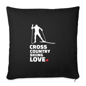 J’adore le ski de fond élégant - Housse de coussin décorative 45 x 45 cm - noir - Devant