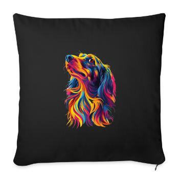Bunte Dackel Hundekunst für Hundeliebhaber - Sofakissenbezug 45 x 45 cm - Schwarz - Vorne