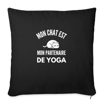 mon chat est mon partenaire de yoga - Housse de coussin décorative 45 x 45 cm - noir - Devant