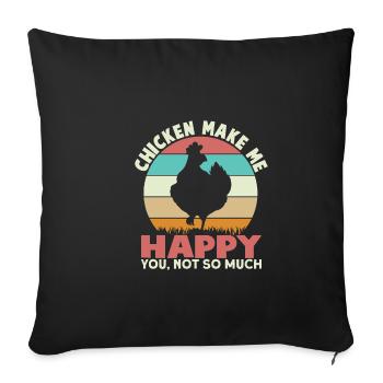 Poulet me rendre Heureux Poulet Coq Farmer Hen - Housse de coussin décorative 45 x 45 cm - noir - Devant