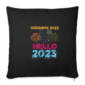 Joyeux Nouvel An 2023 Réveillon du Nouvel An Noël - Housse de coussin décorative 45 x 45 cm - noir - Devant