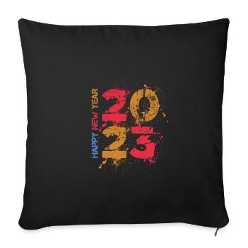 Happy New Year 2023 New Year's Eve Christmas - Sofa pillowcase 17,3'' x 17,3'' (45 x 45 cm) - black - Front