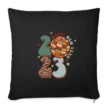 Happy New Year 2023 New Year's Eve Christmas - Sofa pillowcase 17,3'' x 17,3'' (45 x 45 cm) - black - Front
