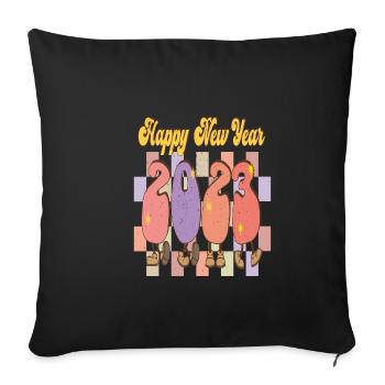 Happy New Year 2023 New Year's Eve Christmas - Sofa pillowcase 17,3'' x 17,3'' (45 x 45 cm) - black - Front
