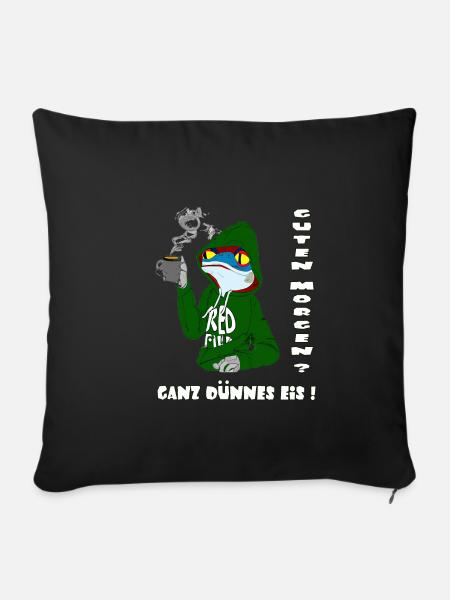 Ganz Dünnes Eis Morgenmuffel Frosch Kaffee - Sofakissenbezug 45 x 45 cm - Schwarz