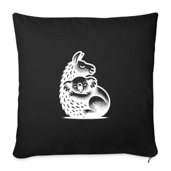 Niedliches Schlafendes Lama mit sehr müdem Koala - Sofakissenbezug 45 x 45 cm - Schwarz - Vorne