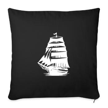 Vieux voilier à voiles déployées - Housse de coussin décorative 45 x 45 cm - noir - Devant