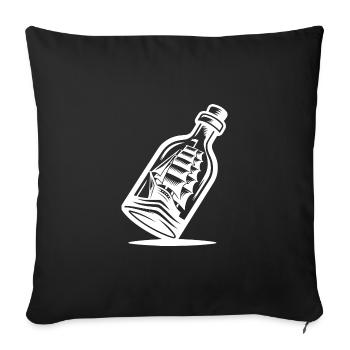 Bateau dans une bouteille vieux voilier dans une bouteille - Housse de coussin décorative 45 x 45 cm - noir - Devant