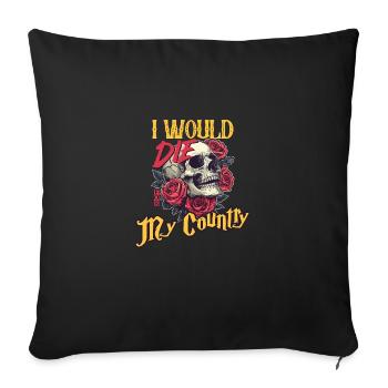 Je mourrais pour ma patrie crâne et roses - Housse de coussin décorative 45 x 45 cm - noir - Devant