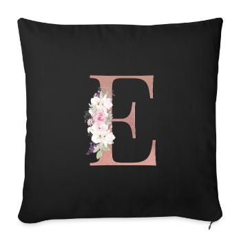 Personalisierbar Monogramm E Floral - Sofakissenbezug 45 x 45 cm - Schwarz - Vorne