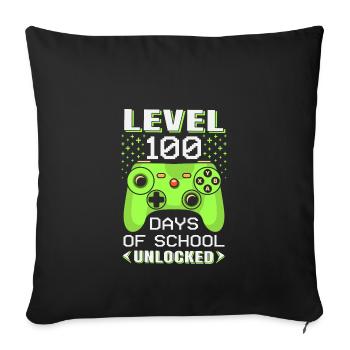 Level 100 Tage Der Schule Freigeschaltet Gamer - Sofakissenbezug 45 x 45 cm - Schwarz - Vorne