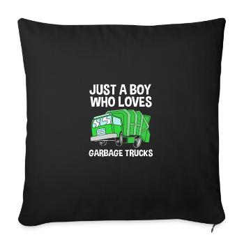 Construction Trailer Construction Site Vehicle Children's Birthday Party - Sofa pillowcase 17,3'' x 17,3'' (45 x 45 cm) - black - Front