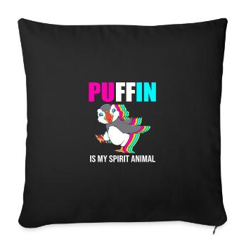 Macareux Papageientaucher - Housse de coussin décorative 45 x 45 cm - noir - Devant