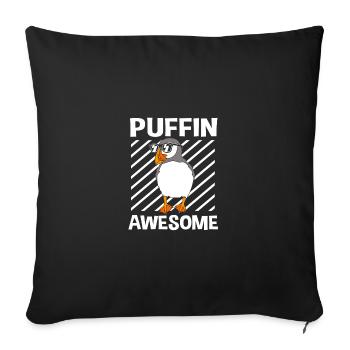 Papageientaucher Puffin - Sofakissenbezug 45 x 45 cm - Schwarz - Vorne