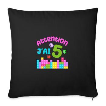 Gift 5 years Birthday I am 5 years old - Sofa pillowcase 17,3'' x 17,3'' (45 x 45 cm) - black - Front