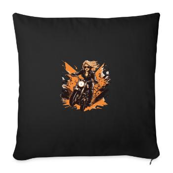 Woman Motorcycle Biker Girl - Sofa pillowcase 17,3'' x 17,3'' (45 x 45 cm) - black - Front
