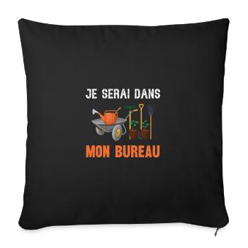 je serai dans mon bureau - Housse de coussin décorative 45 x 45 cm - noir - Devant