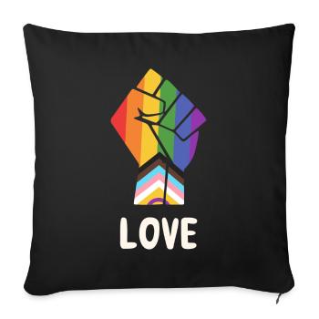 Pride Progress Love Pride Fist for Equality - Sofa pillowcase 17,3'' x 17,3'' (45 x 45 cm) - black - Front
