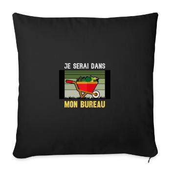 je serai dans mon bureau - Housse de coussin décorative 45 x 45 cm - noir - Devant