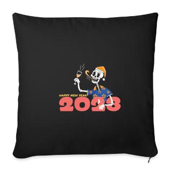 Happy New Year 2023 New Year's Eve Christmas - Sofa pillowcase 17,3'' x 17,3'' (45 x 45 cm) - black - Front