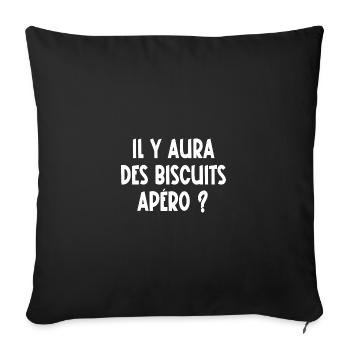 il y aura des biscuits apéro ? - Housse de coussin décorative 45 x 45 cm - noir - Devant
