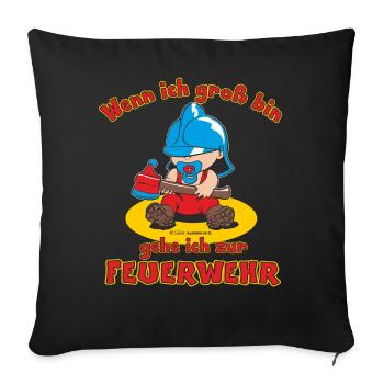 Groß bin zur Feuerwehr - RAHMENLOS Baby - Sofakissenbezug 45 x 45 cm - Schwarz - Vorne