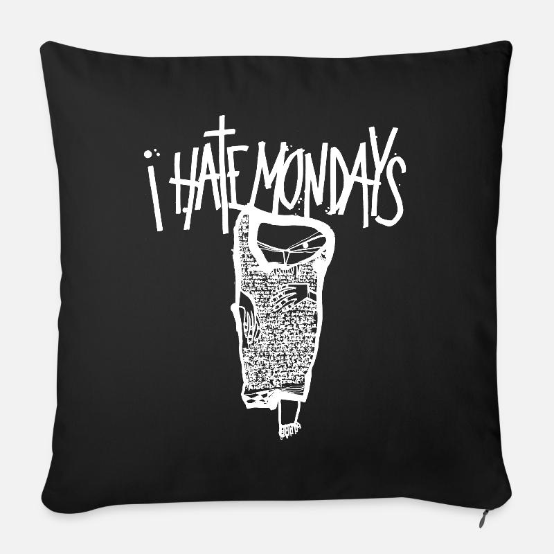 Lundi, je déteste les lundis, je hais les lundis - Housse de coussin décorative 45 x 45 cm - noir
