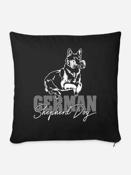 GERMAN SHEPHERD DOG Sprung Wilsigns - Sofakissenbezug 45 x 45 cm - Schwarz