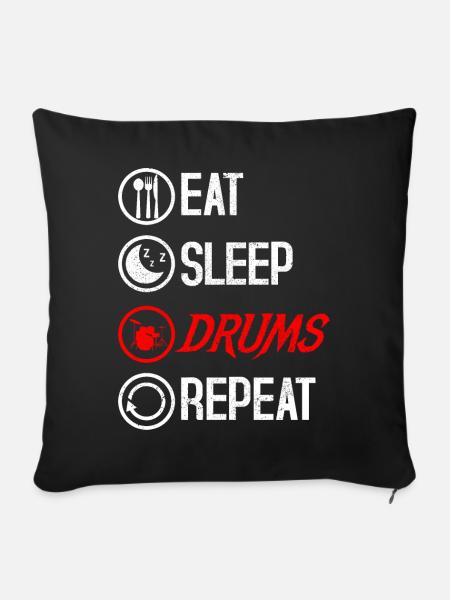 Schlagzeug Drumsticks Instrument - Sofakissenbezug 45 x 45 cm - Schwarz
