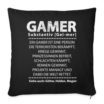 Gamer-Shirt-Gamer Substantiv - Sofakissenbezug 45 x 45 cm - Schwarz - Vorne