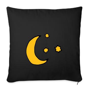 Mond und Sterne - Sofakissenbezug 45 x 45 cm - Schwarz - Vorne
