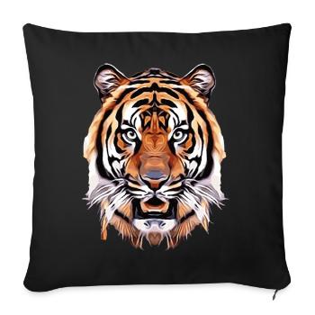 Tigre majestueux – Force et élégance - Housse de coussin décorative 45 x 45 cm - noir - Devant
