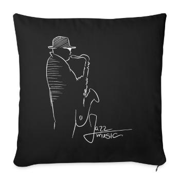 jazz music jazz music. Street musician - Sofa pillowcase 17,3'' x 17,3'' (45 x 45 cm) - black - Front
